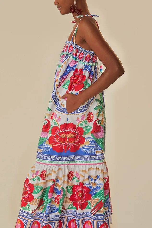 OffWhite Flowers Beach Maxi Dress Women Farm Rio Maxi Dresses