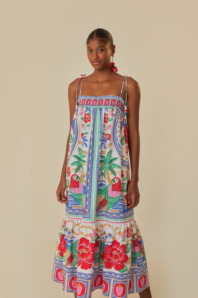 OffWhite Flowers Beach Maxi Dress Women Farm Rio Maxi Dresses