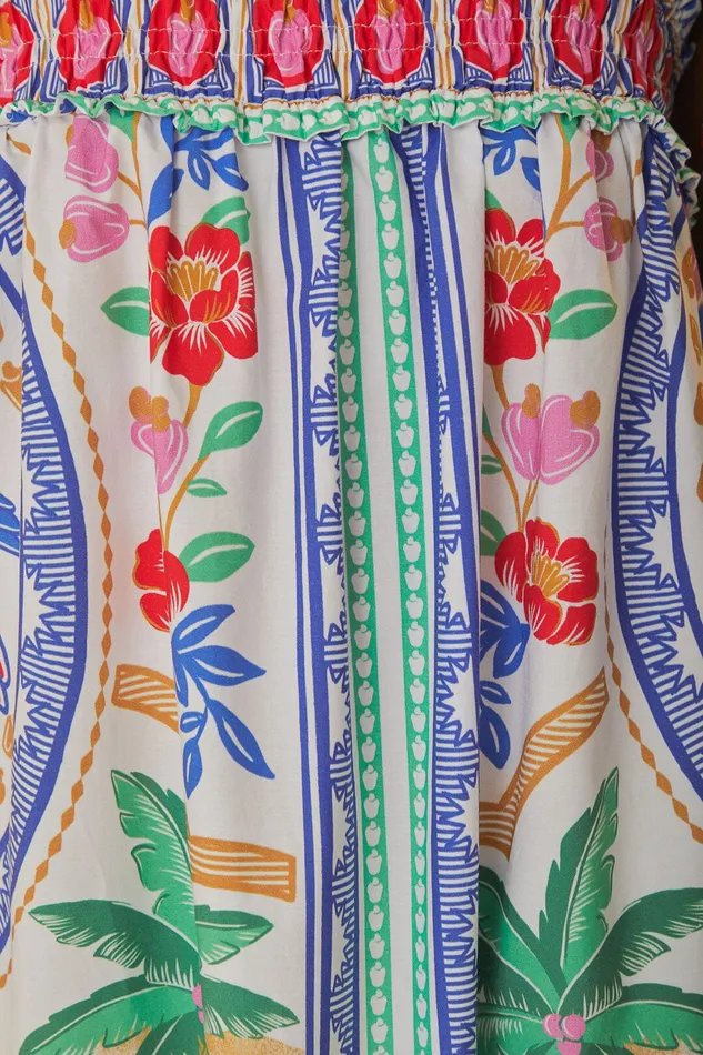 OffWhite Flowers Beach Maxi Dress Women Farm Rio Maxi Dresses