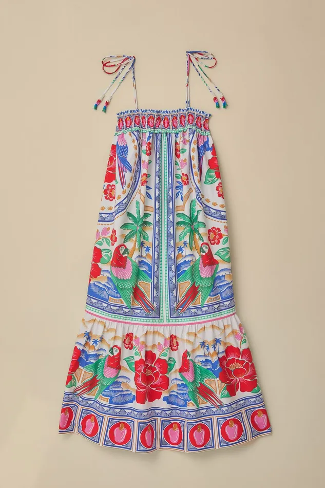OffWhite Flowers Beach Maxi Dress Women Farm Rio Maxi Dresses