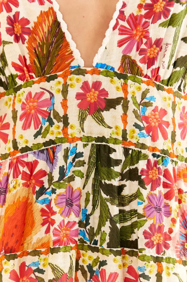 OffWhite Tropical Yard Sleeveless Midi Dress Women Farm Rio Midi Dresses