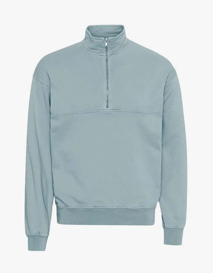Organic Quarter Zip 8211 Steel Blue Women Quarter Zips Colorfulstandard