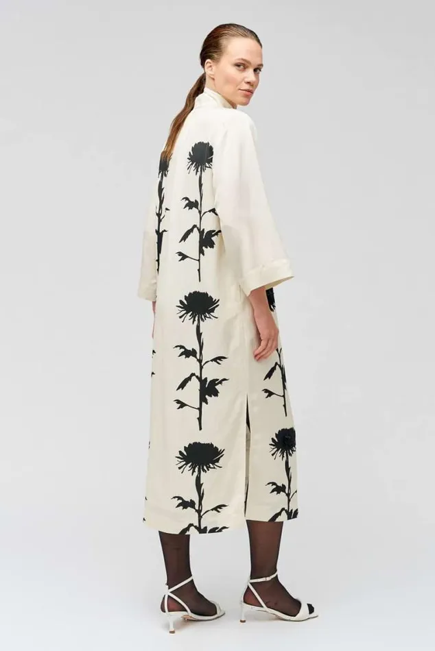 Oroton Dresses Graphic Floral Print Dress Antique Cream 8211 Women