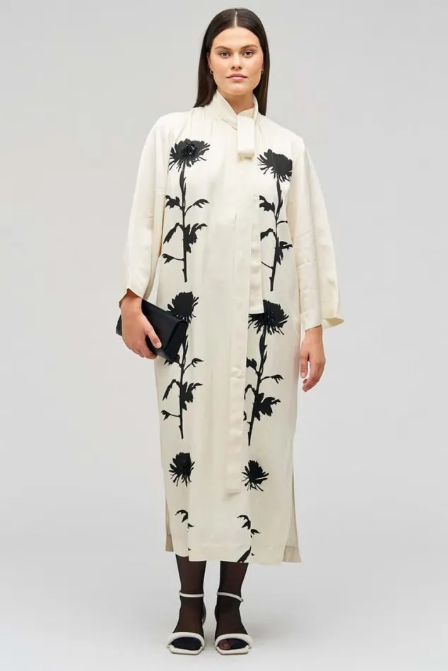 Oroton Dresses Graphic Floral Print Dress Antique Cream 8211 Women