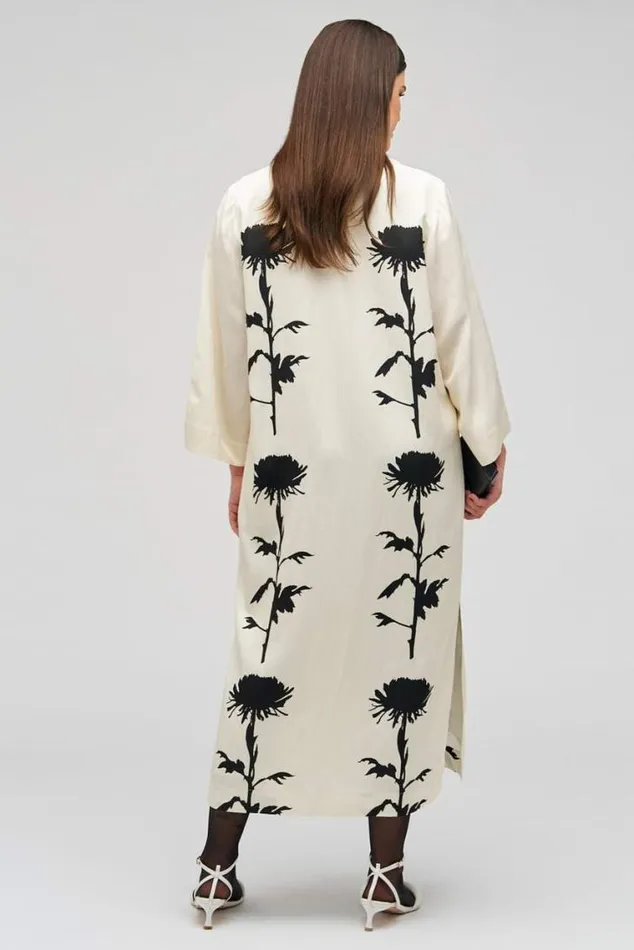 Oroton Dresses Graphic Floral Print Dress Antique Cream 8211 Women