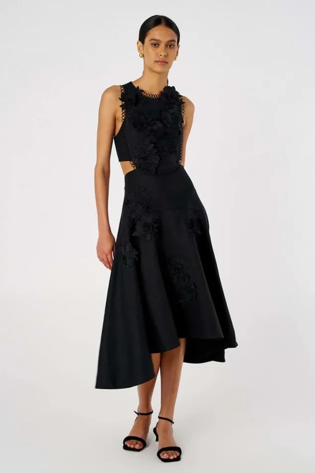 Oroton Dresses Lace Flower Midi Dress Black 8211 Women