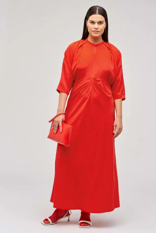 Oroton Dresses Split Neck Dress True Red 8211 Women