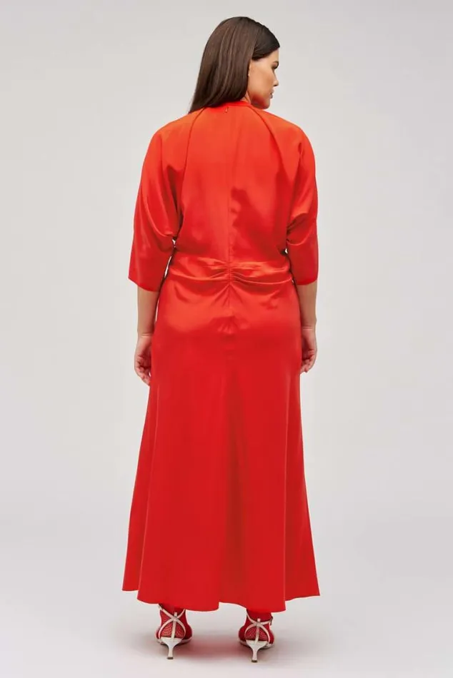 Oroton Dresses Split Neck Dress True Red 8211 Women