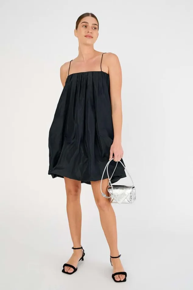 Oroton Dresses Taffeta Mini Dress Black 8211 Women