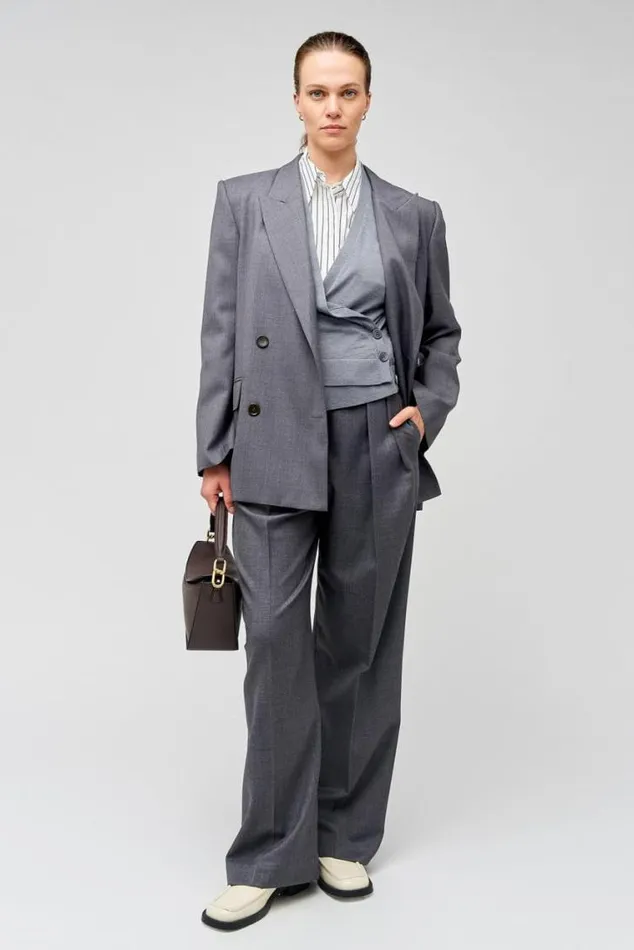 Oroton Jackets and Outerwear Man Style Blazer Dark Ash 8211 Women