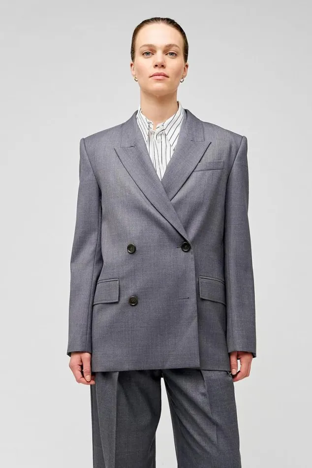 Oroton Jackets and Outerwear Man Style Blazer Dark Ash 8211 Women