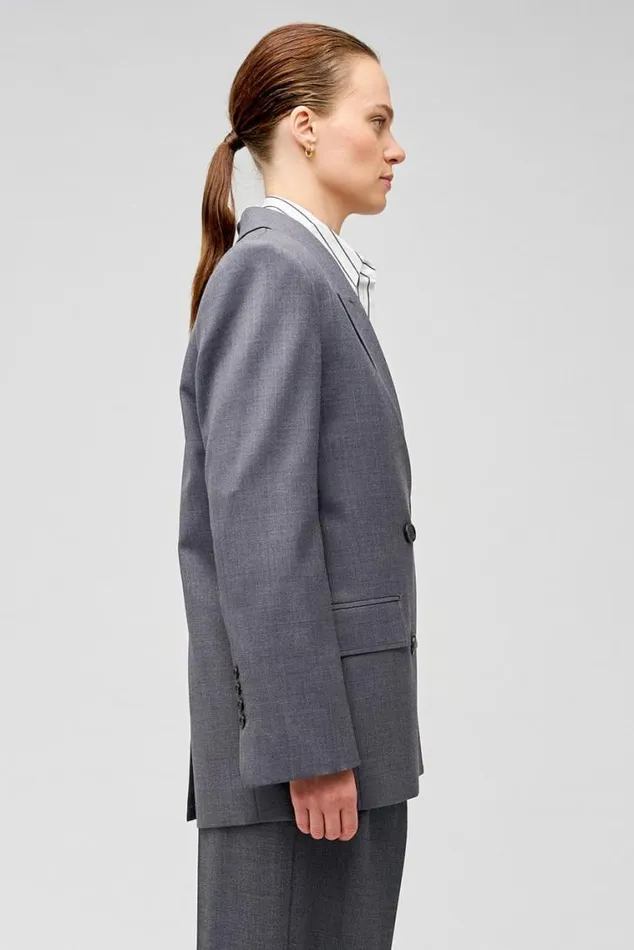 Oroton Jackets and Outerwear Man Style Blazer Dark Ash 8211 Women