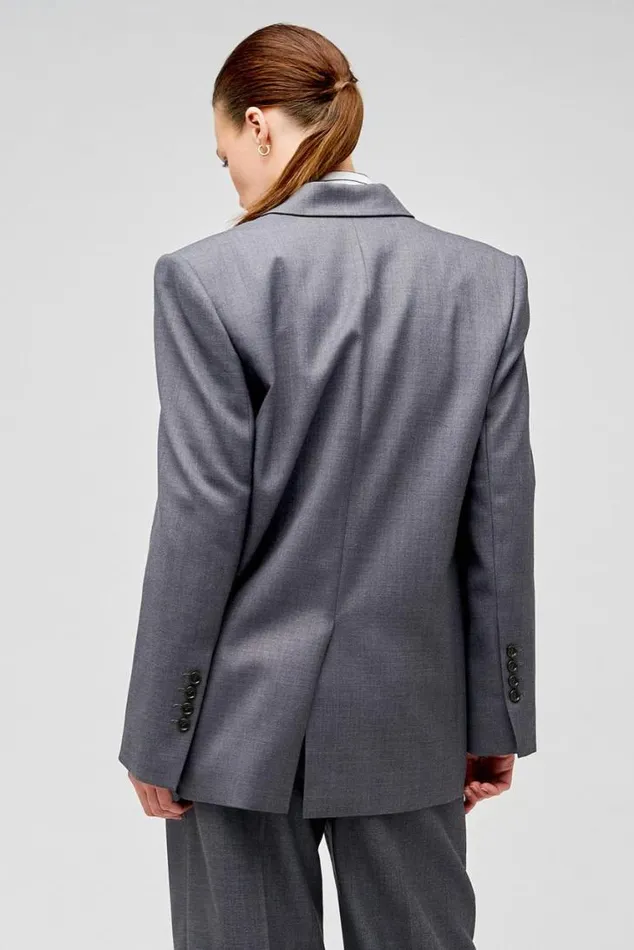 Oroton Jackets and Outerwear Man Style Blazer Dark Ash 8211 Women