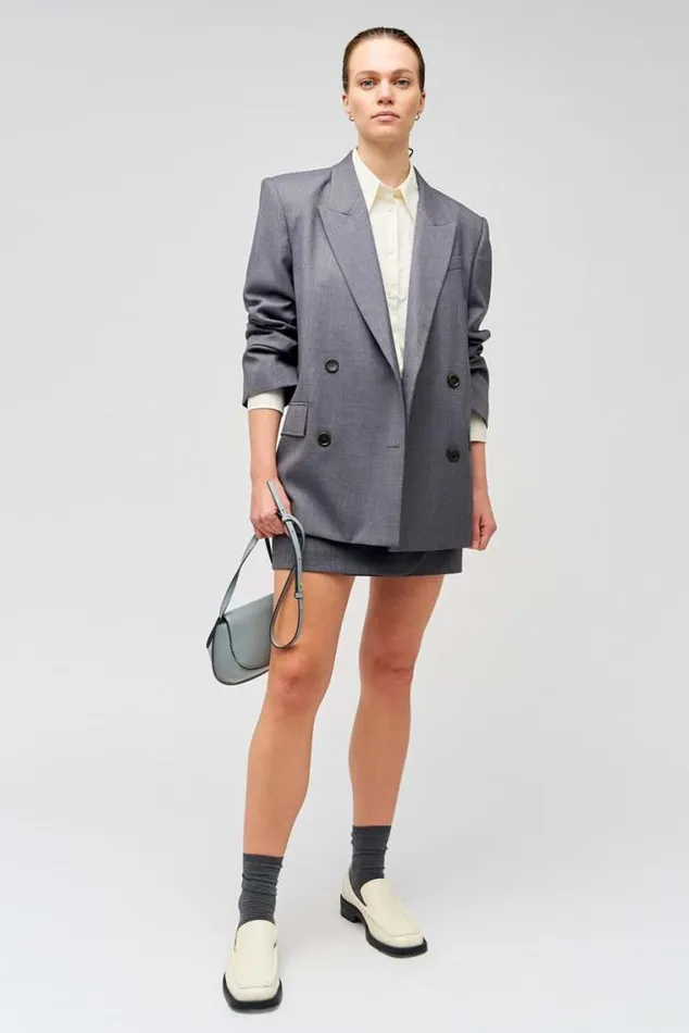 Oroton Jackets and Outerwear Man Style Blazer Dark Ash 8211 Women