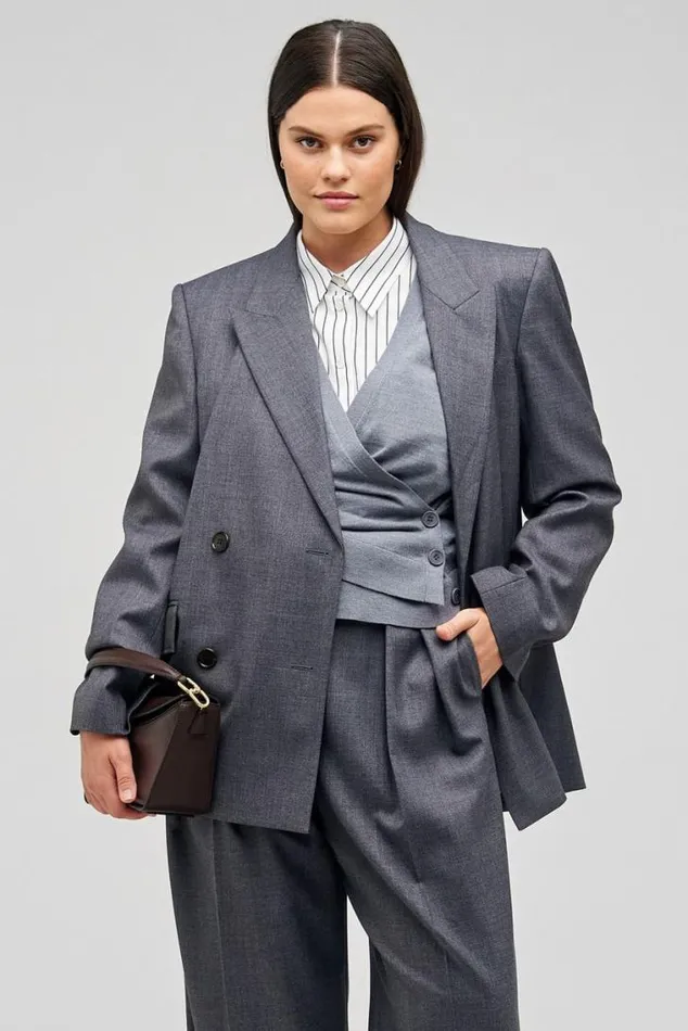 Oroton Jackets and Outerwear Man Style Blazer Dark Ash 8211 Women