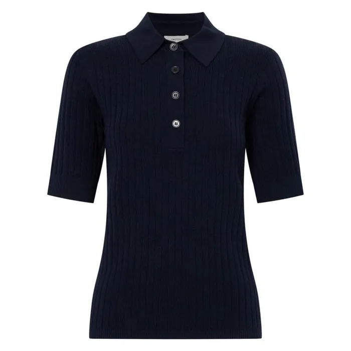 Oroton Knitwear Stitch Rib Polo North Sea 8211 Women