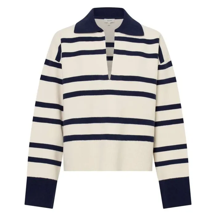 Oroton Knitwear Stripe Polo North Seacream 8211 Women