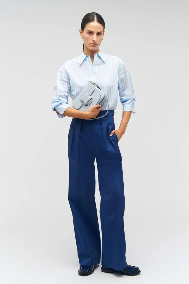 Oroton Pants Tab Detail Pant Workwear Blue 8211 Women