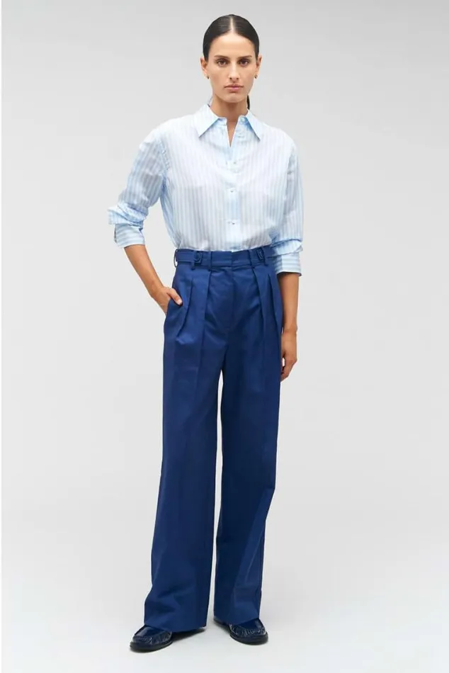 Oroton Pants Tab Detail Pant Workwear Blue 8211 Women