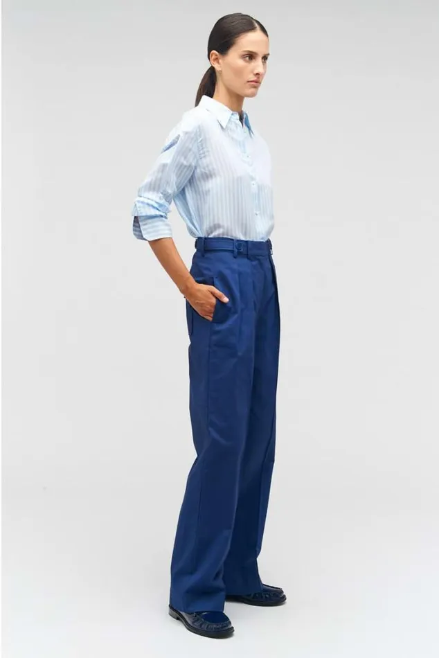 Oroton Pants Tab Detail Pant Workwear Blue 8211 Women