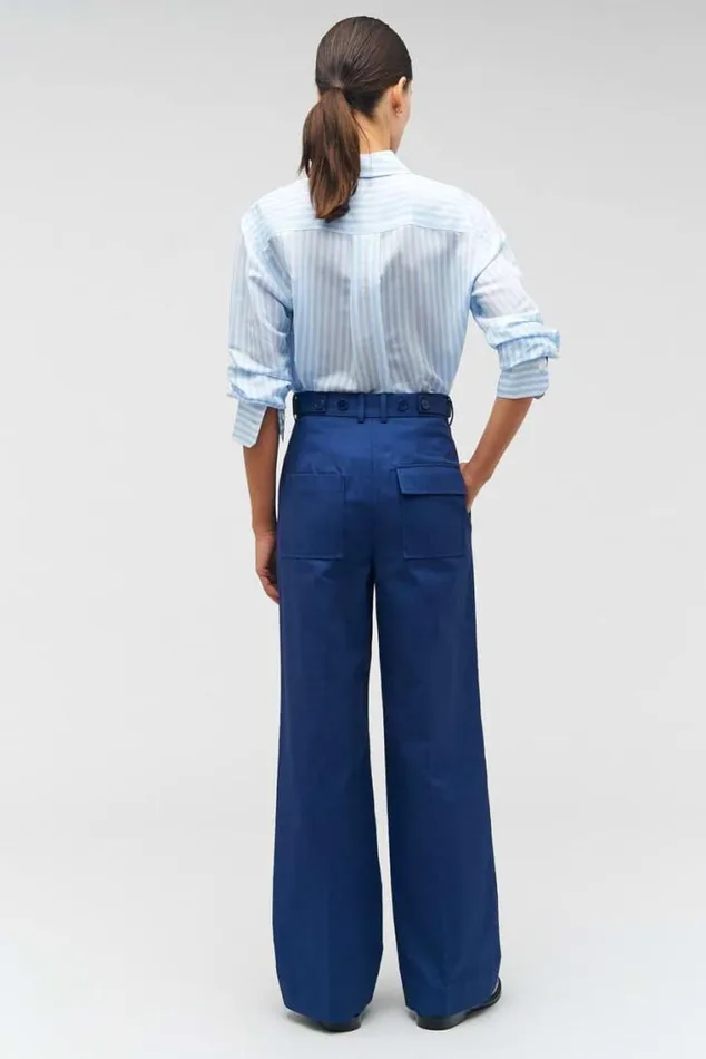 Oroton Pants Tab Detail Pant Workwear Blue 8211 Women