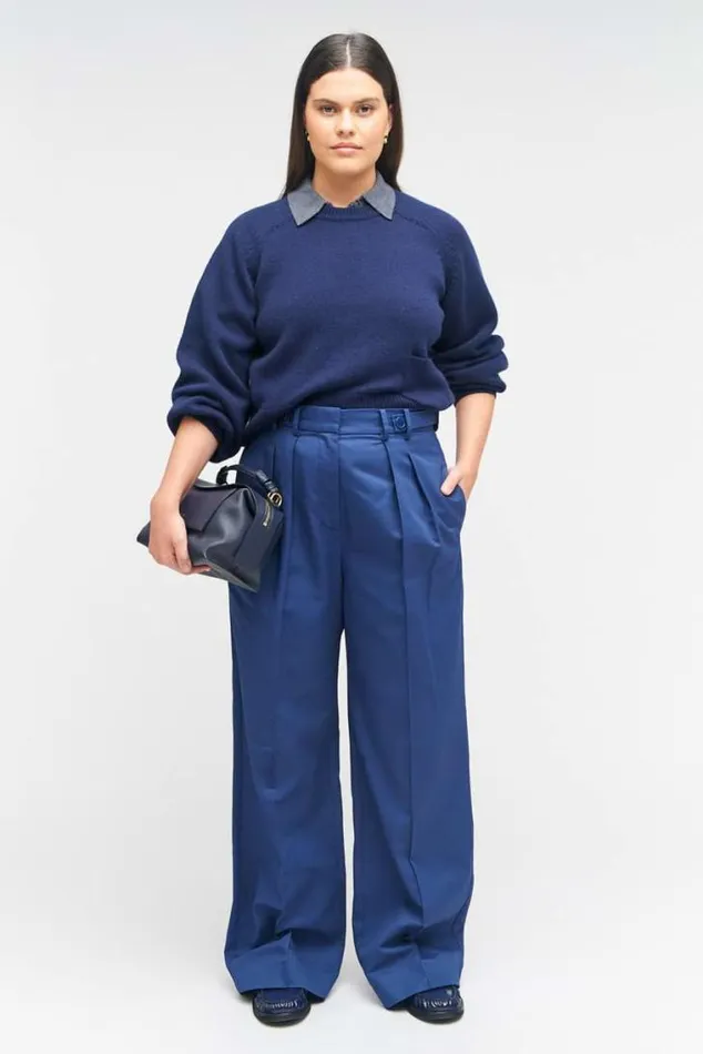 Oroton Pants Tab Detail Pant Workwear Blue 8211 Women