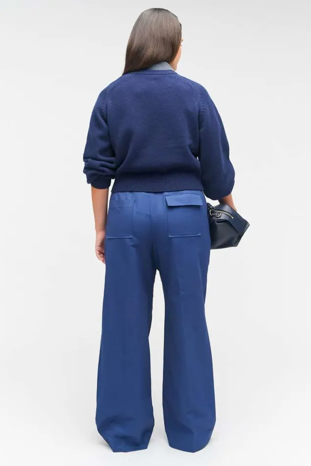 Oroton Pants Tab Detail Pant Workwear Blue 8211 Women