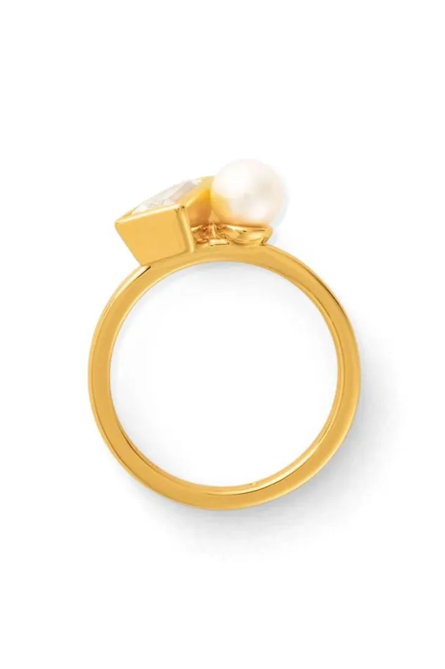 Oroton Rings Calypso Pearl Ring 18k Gold 8211 Jewellery