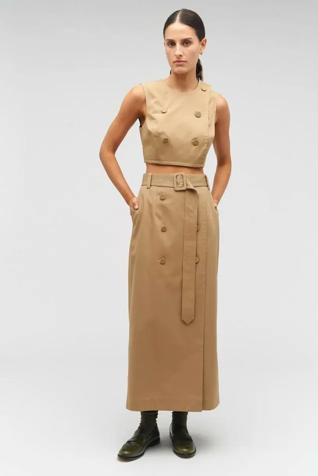 Oroton Skirts Wrap Utility Skirt Dark Camel 8211 Women