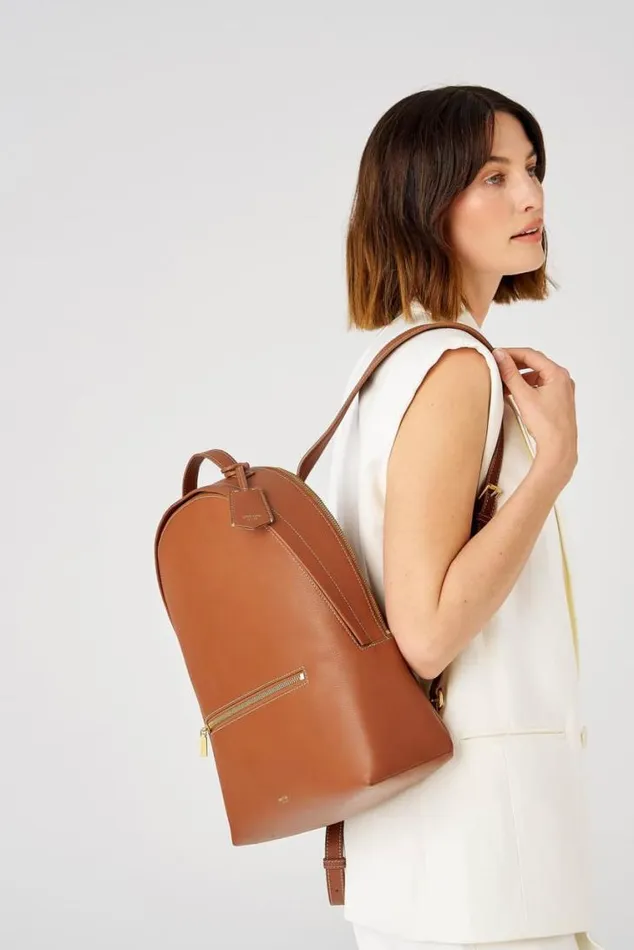 Oroton Work Margot Zip Backpack Whiskey 8211 Women