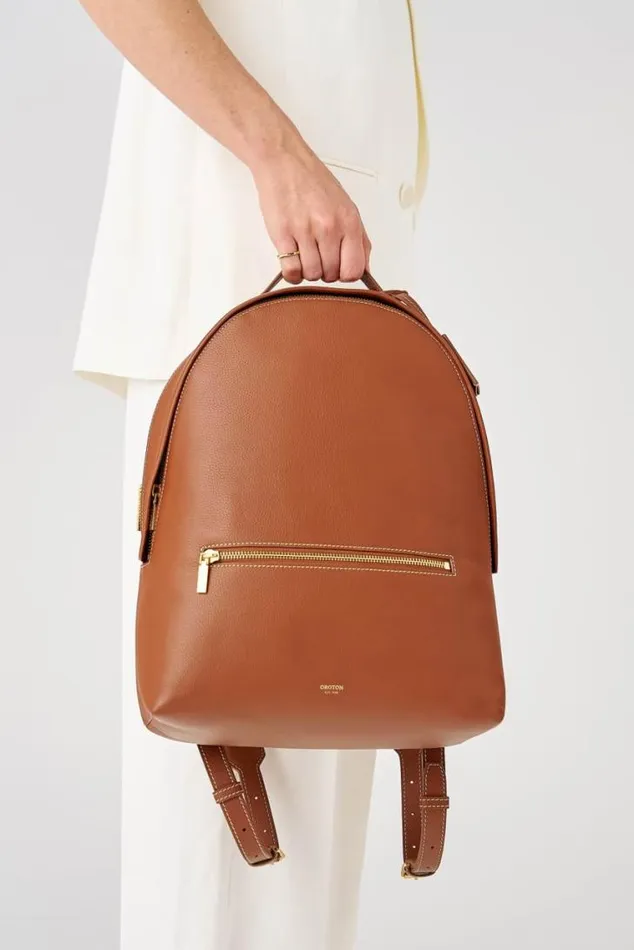 Oroton Work Margot Zip Backpack Whiskey 8211 Women