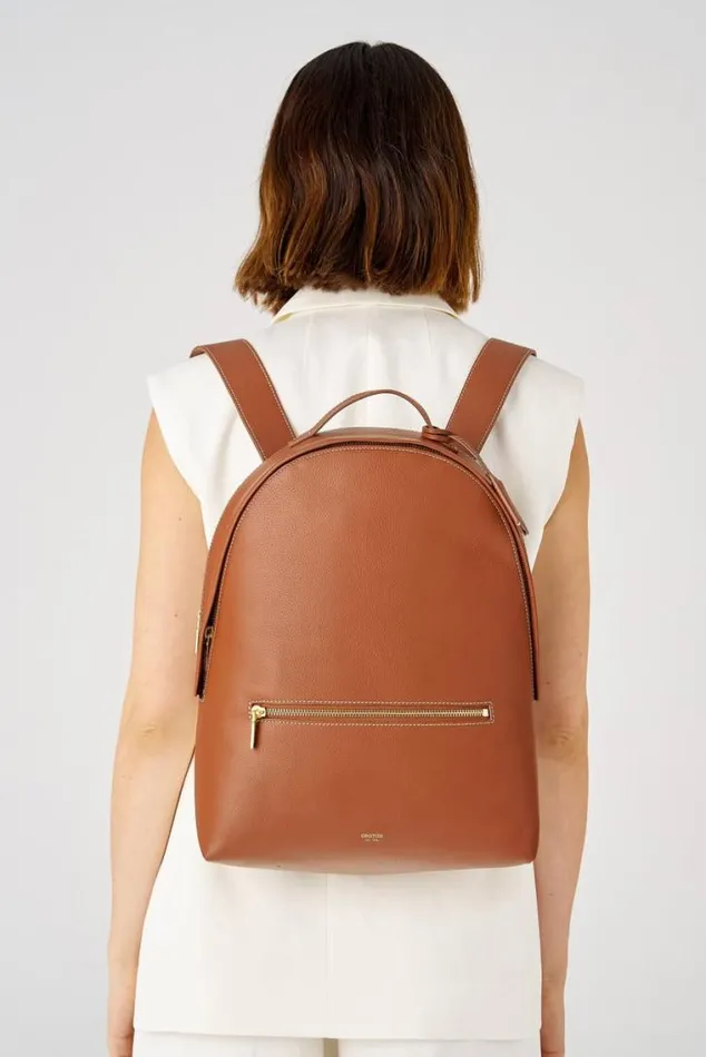 Oroton Work Margot Zip Backpack Whiskey 8211 Women