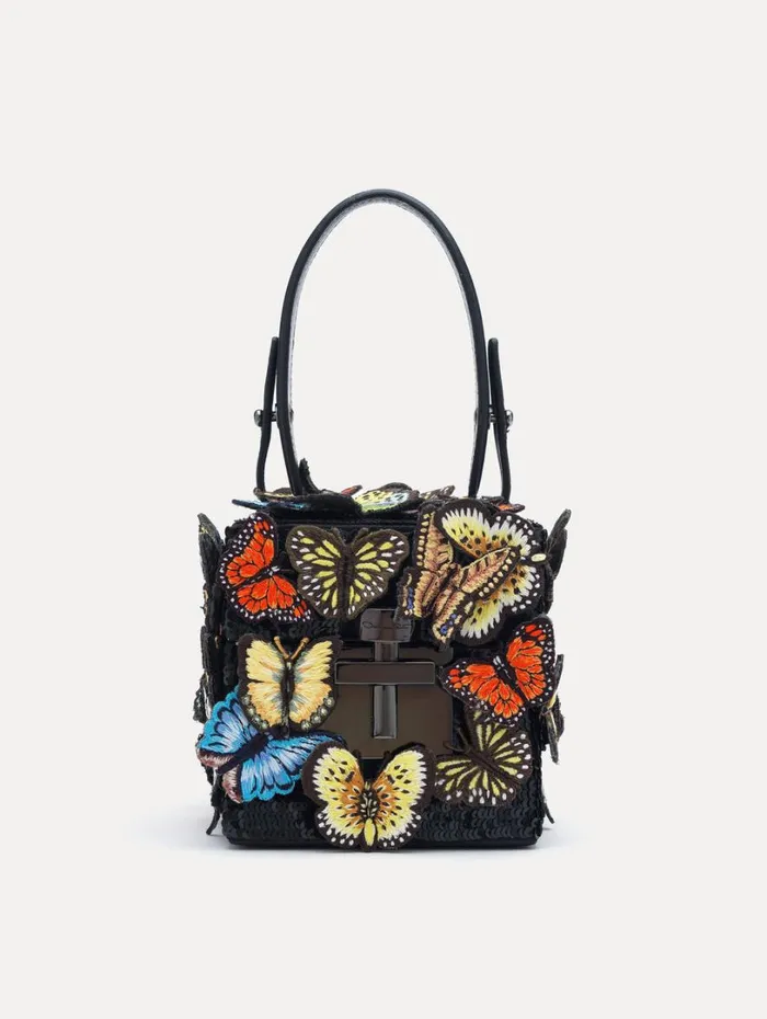 Oscar De La Renta Butterfly Appliqu Alibi Cube Black Multi Women Handbags