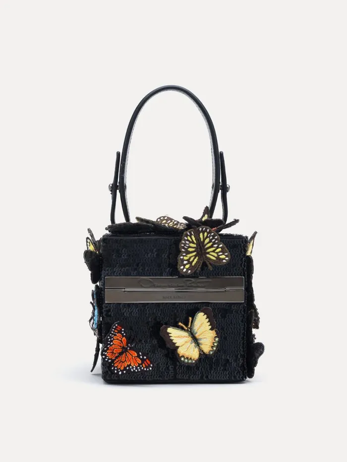 Oscar De La Renta Butterfly Appliqu Alibi Cube Black Multi Women Handbags