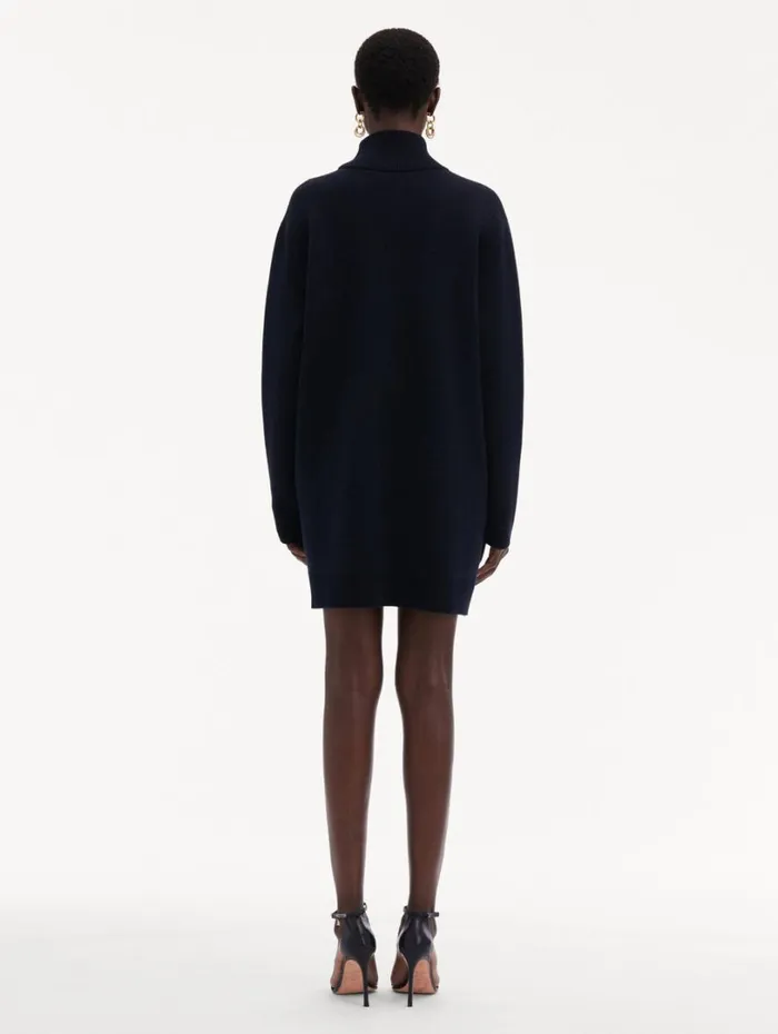 Oscar De La Renta Chrysanthemum Jacquard Tunic Dress Purple Navy Women Dresses