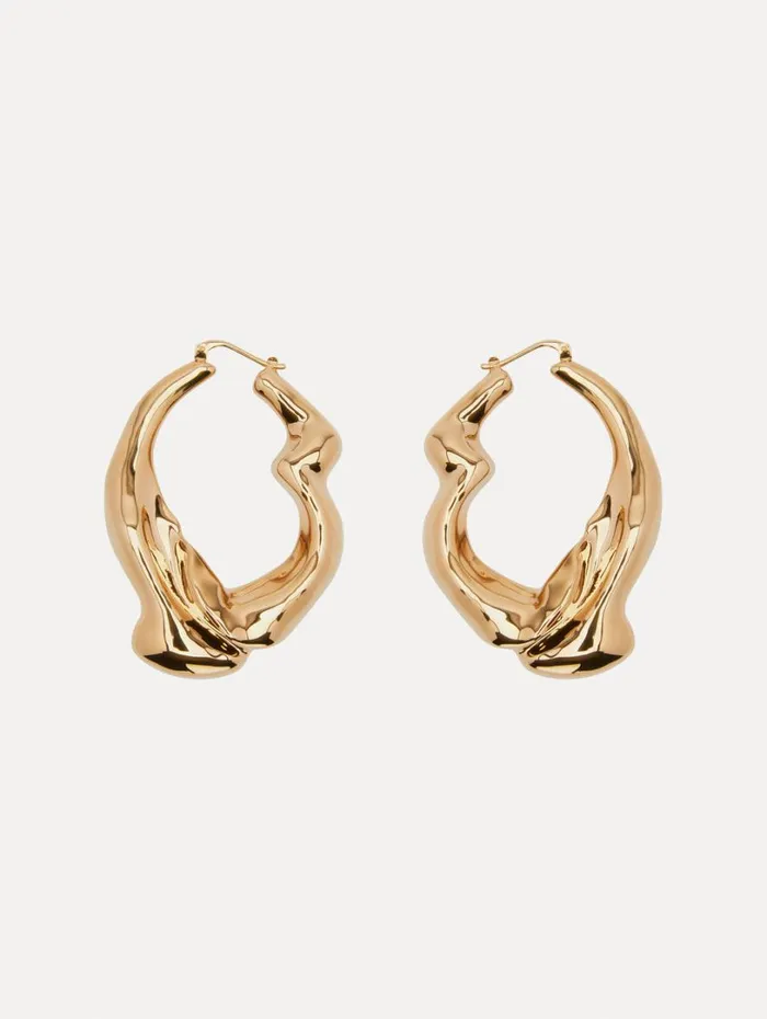 Oscar De La Renta Crushed Hoop Earrings Gold Women Earrings