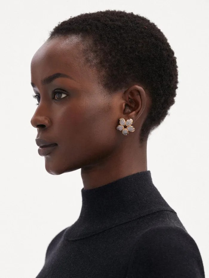 Oscar De La Renta Crystal O Flower Earrings Light Sapphire Women Earrings