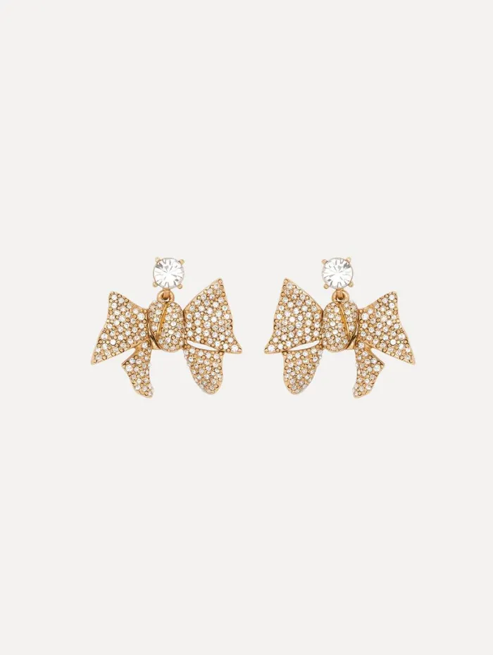 Oscar De La Renta Crystal Pav Bow Earrings Crystal Women Earrings