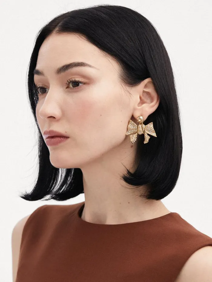 Oscar De La Renta Crystal Pav Bow Earrings Crystal Women Earrings Oscar De La Renta Crystal Pav Bow Earrings Crystal Women Earrings