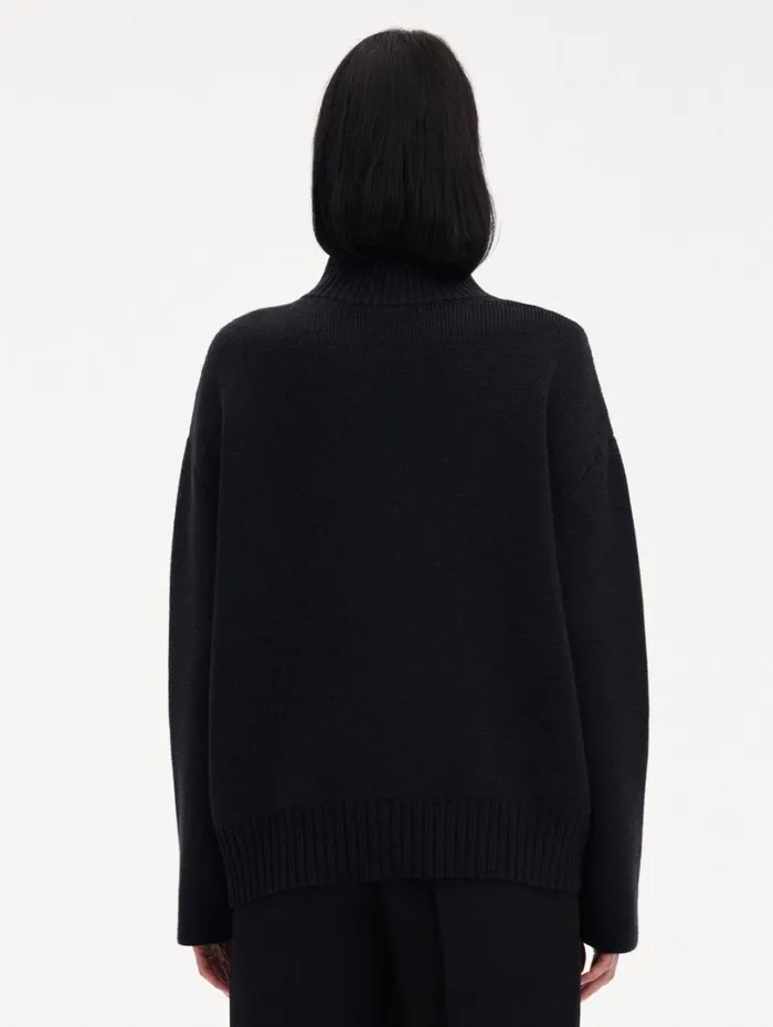 Oscar De La Renta Dandelion Crystal Embroidered Pullover Charcoal Women Blouses and Knits
