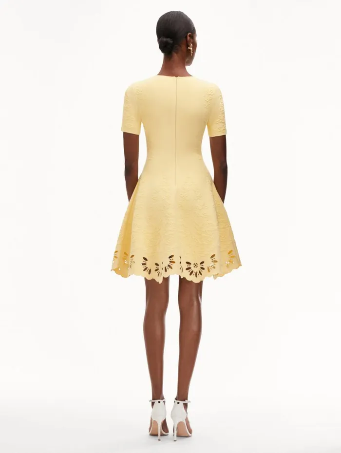 Oscar De La Renta Eyelet Jacquard Dress Banana Women Dresses