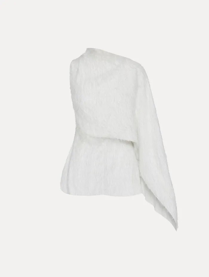 Oscar De La Renta Fringe Fil Coup Blouse Ivory Women Blouses and Knits