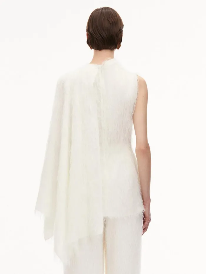 Oscar De La Renta Fringe Fil Coup Blouse Ivory Women Blouses and Knits