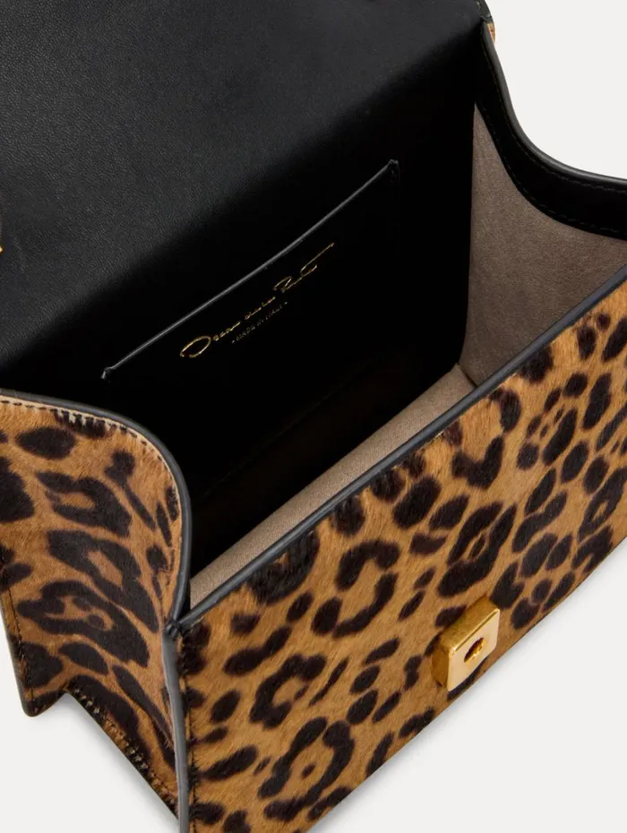 Oscar De La Renta Jaguar Printed Haircalf Mini TRO Bag Animal Women Handbags