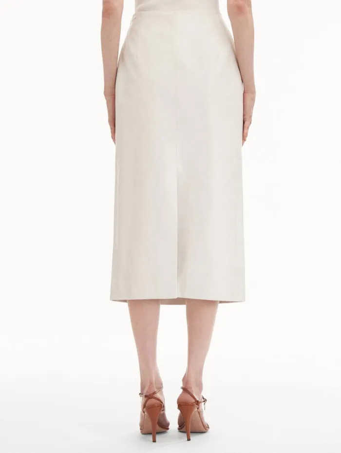 Oscar De La Renta Laser Cut Floral Leather Pencil Skirt White Women Pants and Skirts Oscar De La Renta Laser Cut Floral Leather Pencil Skirt White Women Pants and Skirts