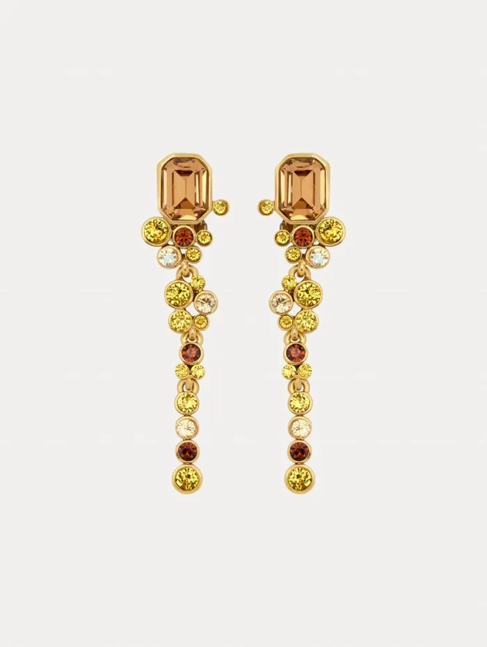 Oscar De La Renta Mixed Crystal ClipOn Earrings Topaz Women Earrings