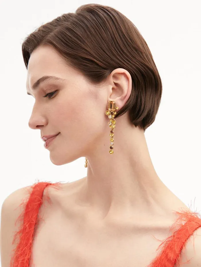 Oscar De La Renta Mixed Crystal ClipOn Earrings Topaz Women Earrings Oscar De La Renta Mixed Crystal ClipOn Earrings Topaz Women Earrings