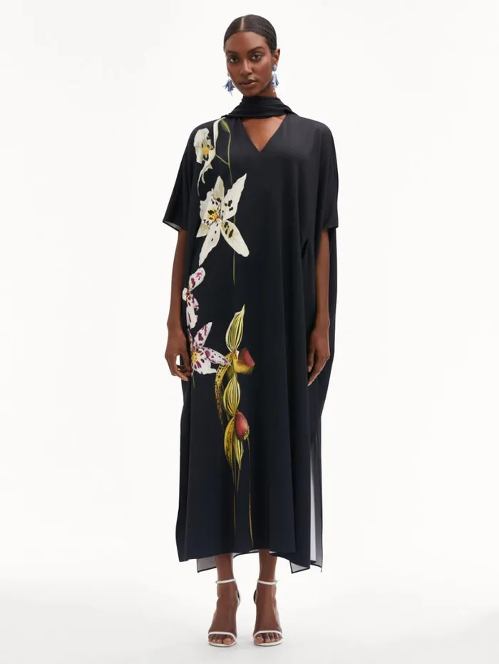 Oscar De La Renta Orchid Jersey Caftan Women Dresses
