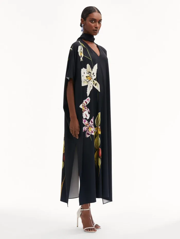 Oscar De La Renta Orchid Jersey Caftan Women Dresses