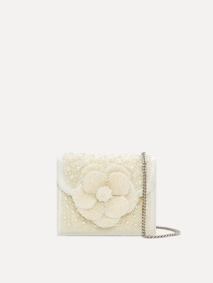 Oscar De La Renta Pearl Embroidered Mini TRO Bag Pearl Women Handbags